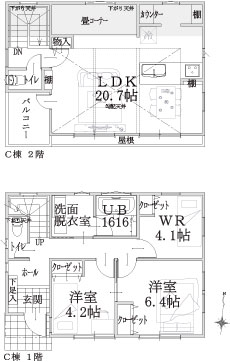 C棟建物平面図