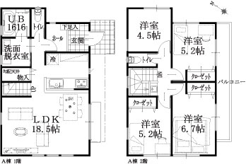 2棟：A棟建物平面図