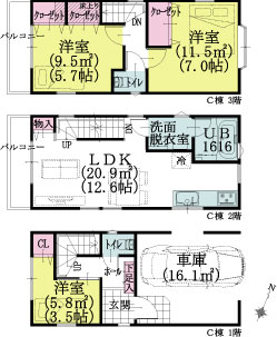 C棟建物平面図