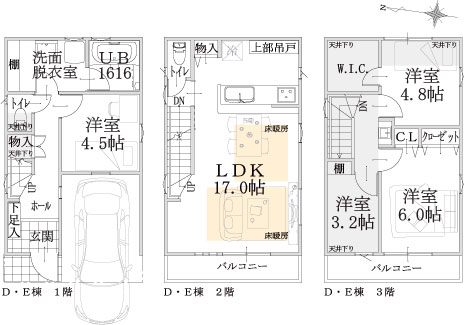 D・E棟建物平面図