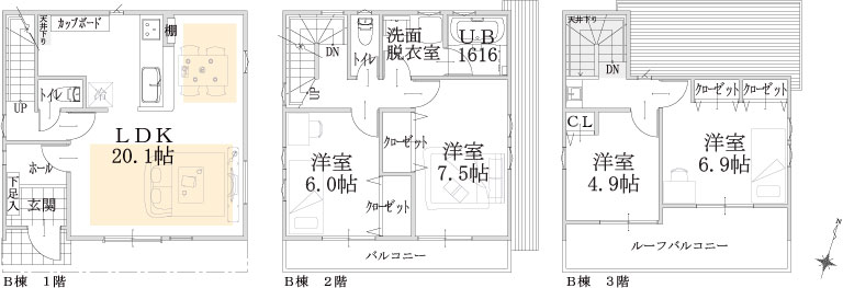 B棟建物平面図