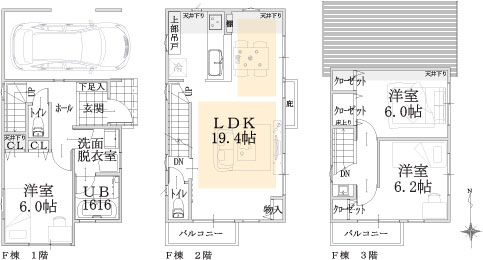 F棟建物平面図