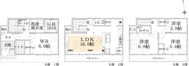 B棟建物平面図