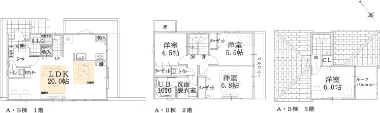 A・B棟建物平面図