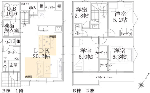 B棟建物平面図