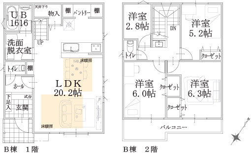 B棟建物参考平面図